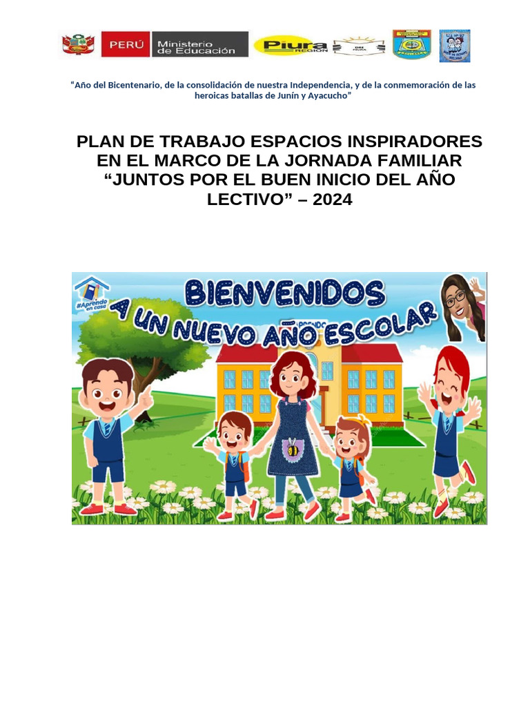 Plan de Trabajo para el Buen Inicio 2025 | PDF