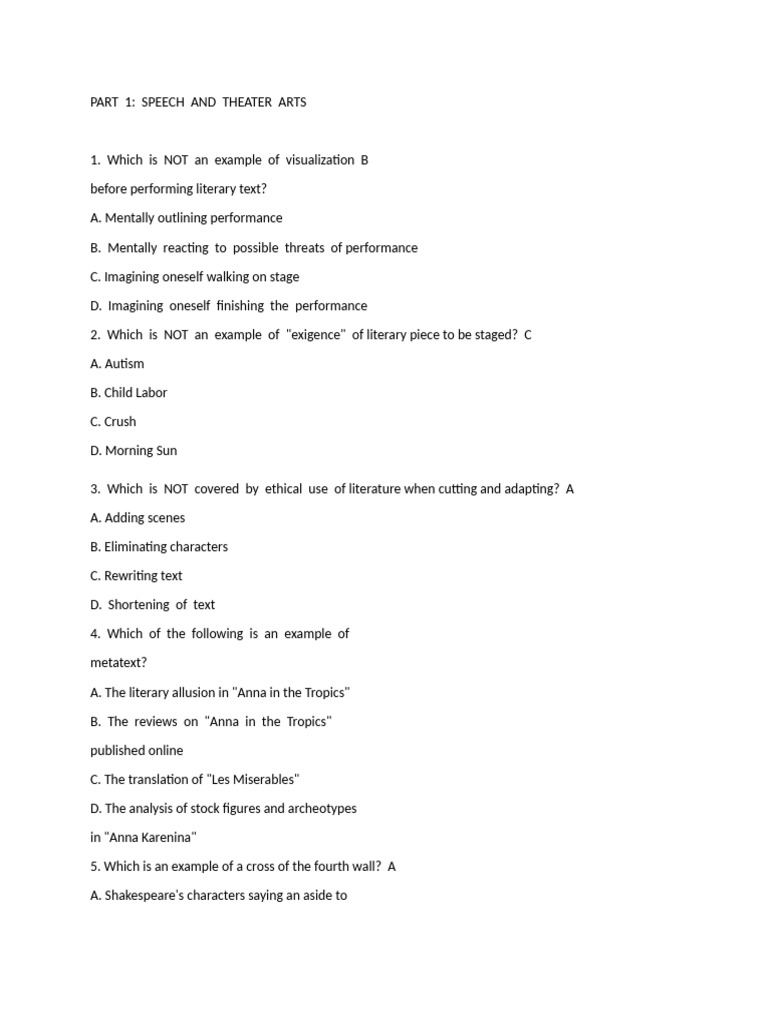 Pre-Test Speech and Stage Arts | PDF | Communication | Speech