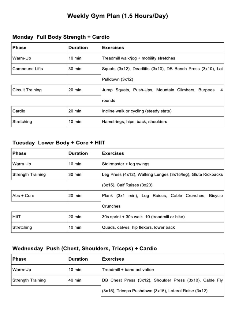 Workout Plan | PDF