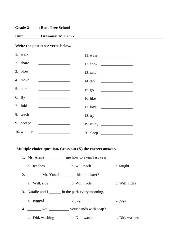 Grade 2 Grammar MT 2 S 2 H-1 | PDF | Grammar | Linguistics