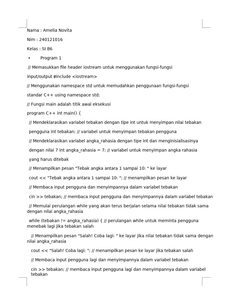Perbandingan Tiga Program C++ Dasar | PDF