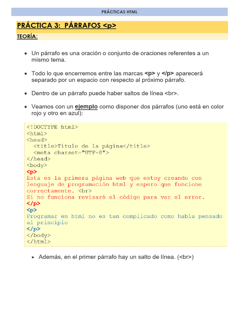 Práctica 3 HTML | PDF
