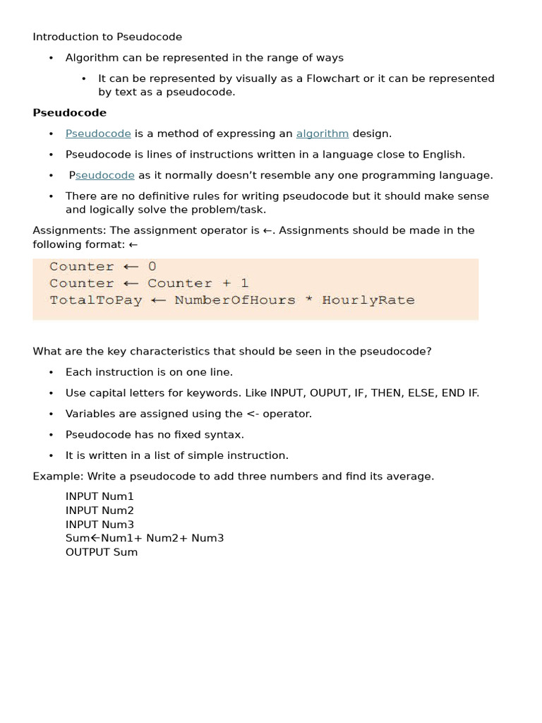 Introduction to Pseudocode Basics | PDF | Algorithms | Mathematical Logic