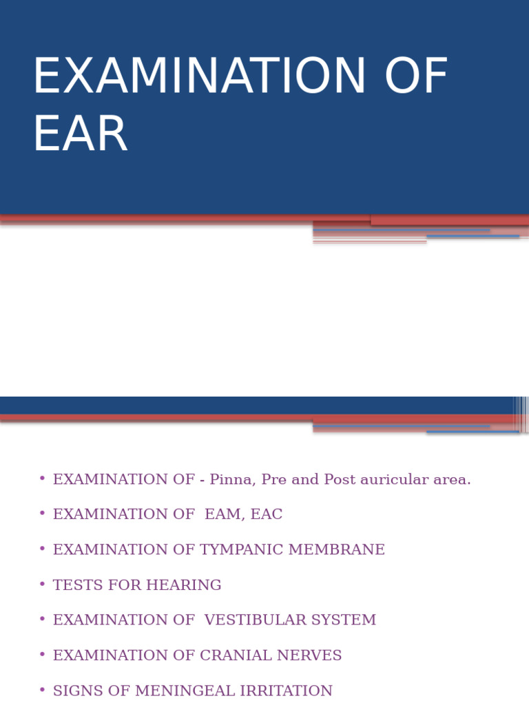Examination of Ear | PDF | Ear | Auditory System
