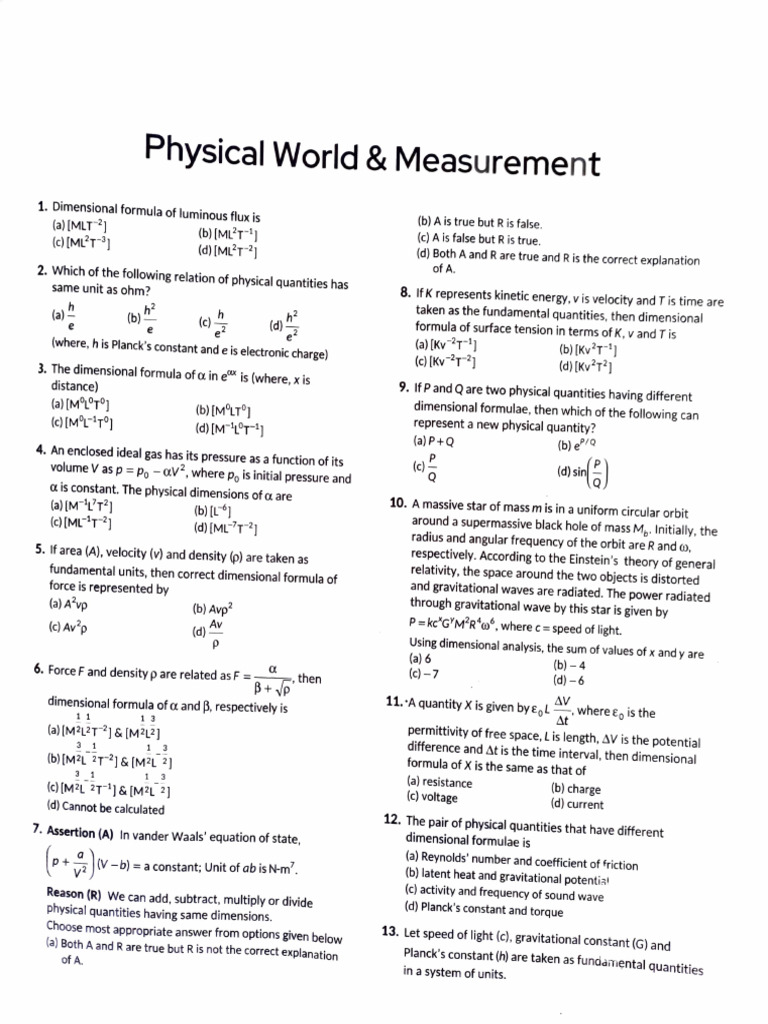 Unit Dimension and Measurement Part Test | PDF | Accuracy And Precision ...