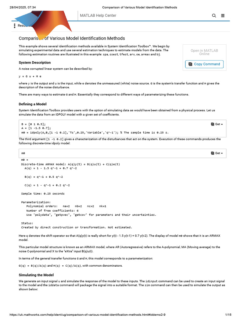 Model Identification Methods Comparison | PDF | Mean Squared Error ...
