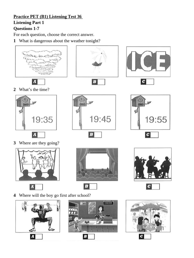 Practice PET B1 Listening Test 36 | PDF | Blog