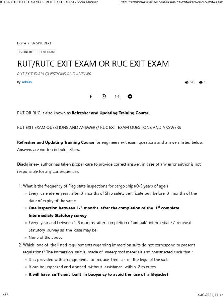 RUT/RUC Exit Exam Questions & Answers | PDF | Combustion | Fuel Oil