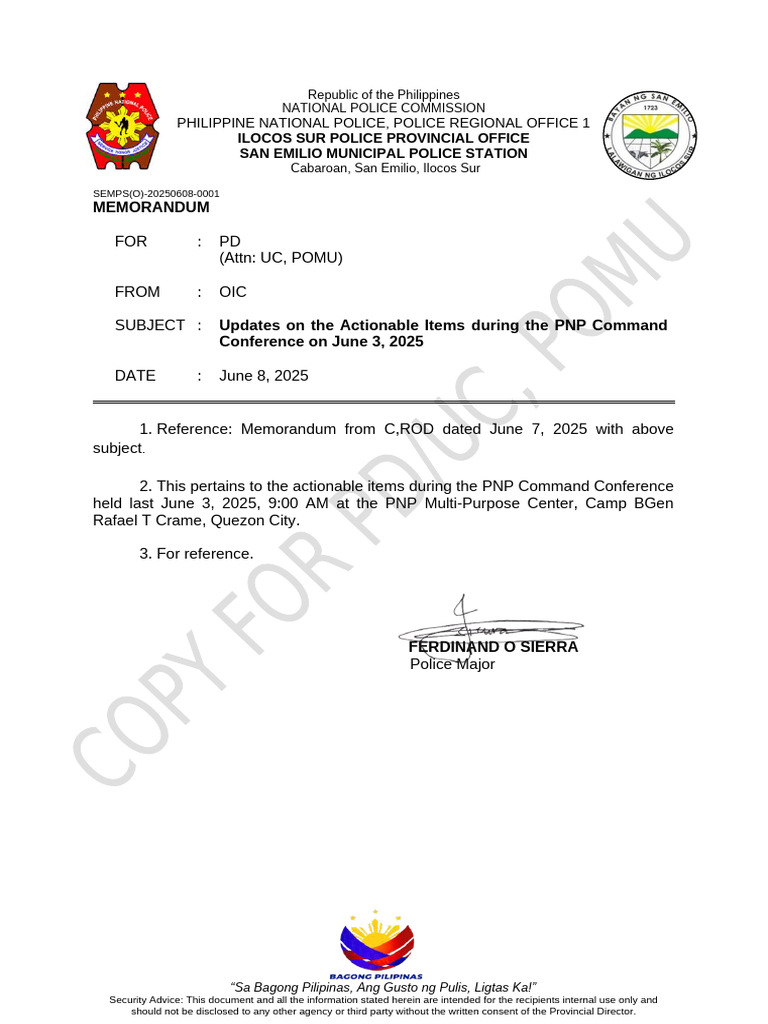 PNP Command Conference Action Items | PDF
