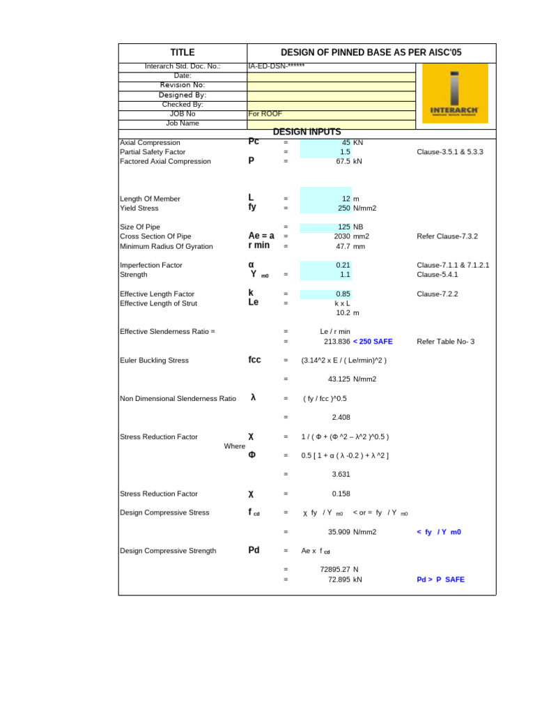 AISC'05 Pinned Base Design Guide | PDF | Mechanical Engineering