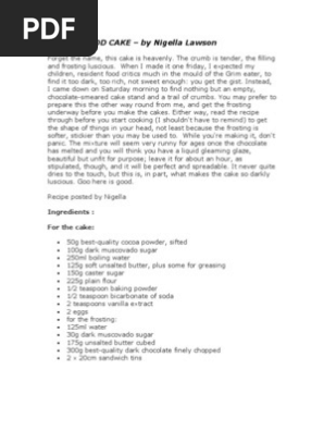 Devil S Food Cake Nigella Lawson Pdf Cakes Chocolate