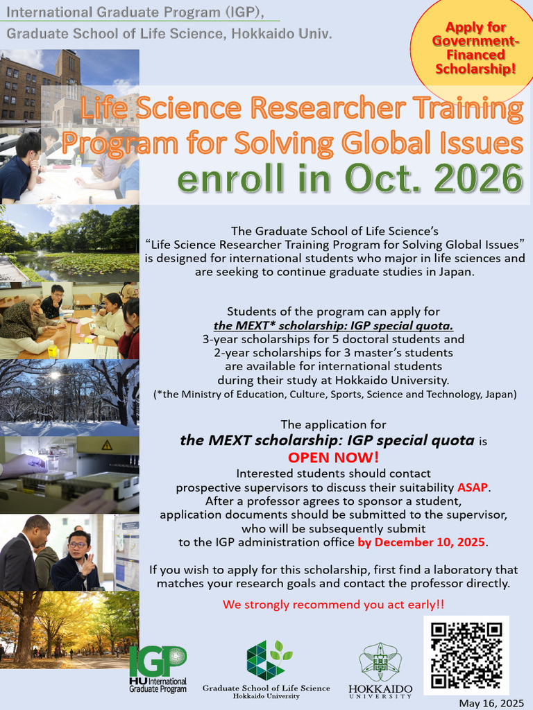 MEXT Scholarships for Life Science Grad Students | PDF | Educational Stages