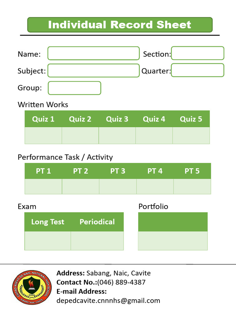 Individual Record Sheet NEW | PDF