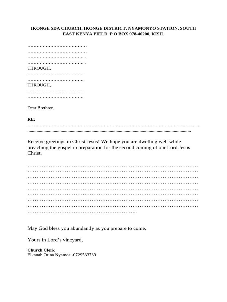 Ikonge SDA Church Communication | PDF