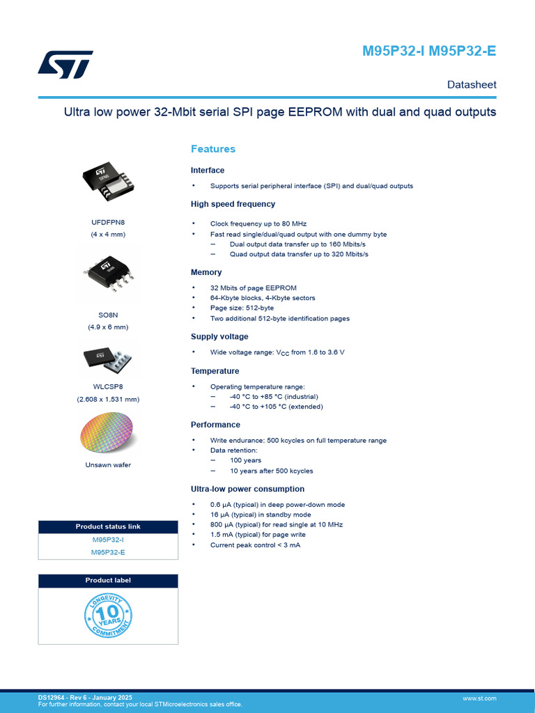 Ultra Low Power 32-Mbit Serial SPI Page EEPROM With Dual and Quad ...