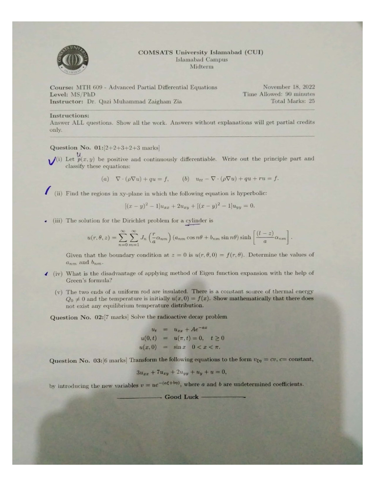 Advance PDE Mid Exam (Fall 2022) | PDF