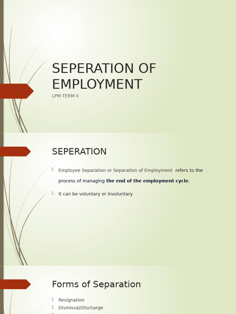 Lpm-Seperation of Employment Class e & G | PDF | Layoff | Employment