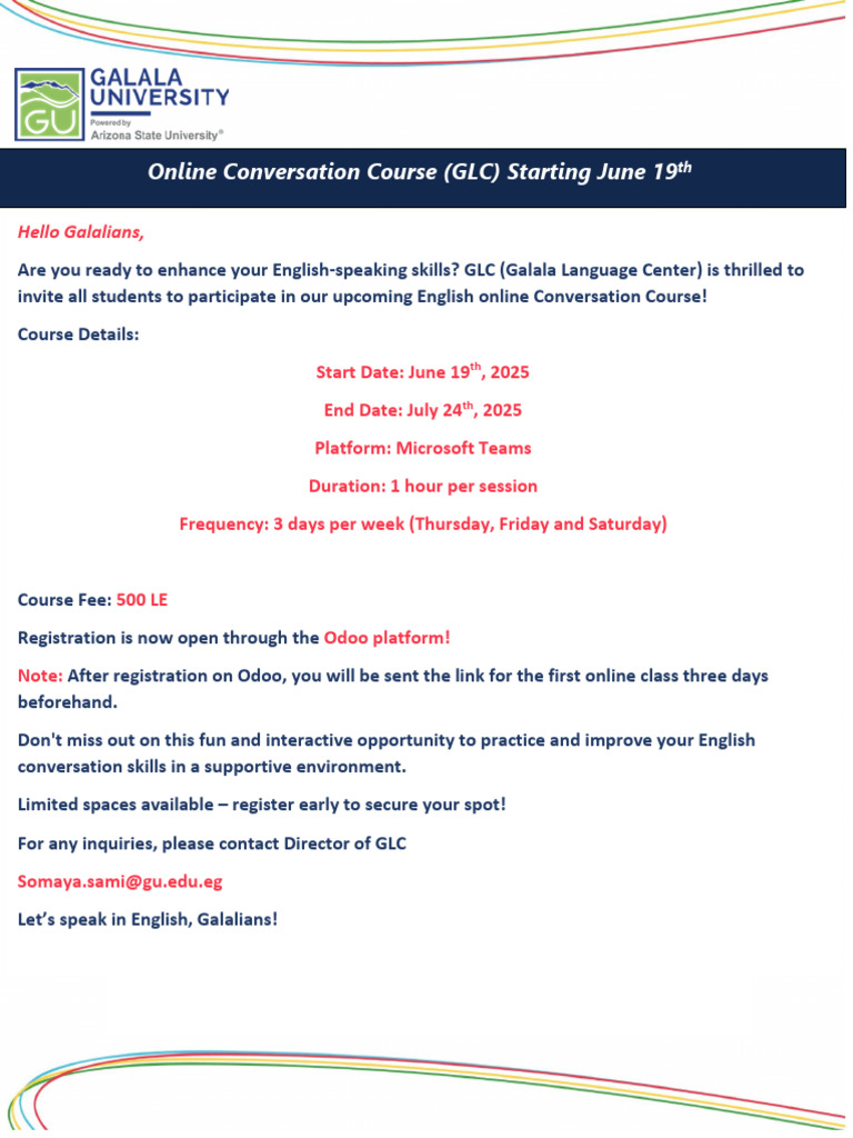 GLC English Conversation Course Starts June 19 | PDF
