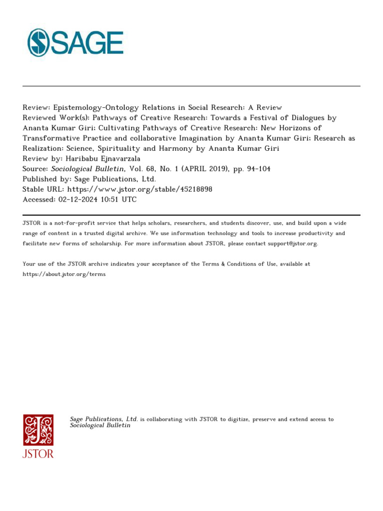 Epistemology and Ontology in Social Research | PDF | Science | Epistemology