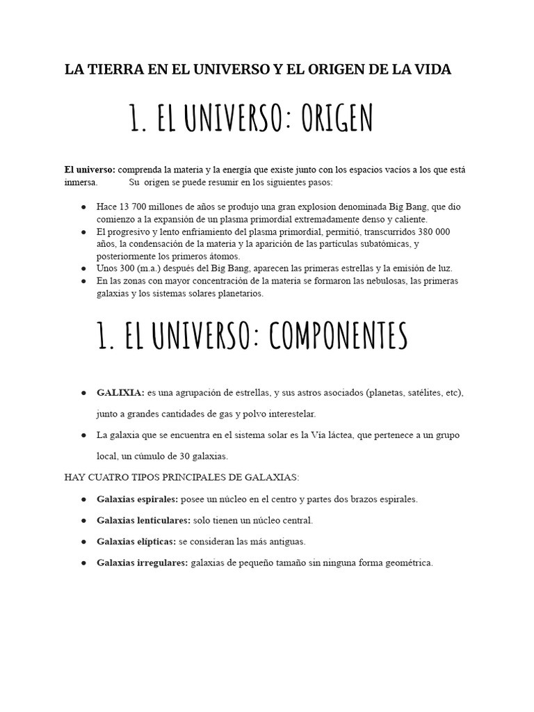 Origen de la Tierra y el Universo | PDF | Galaxia | Planetas