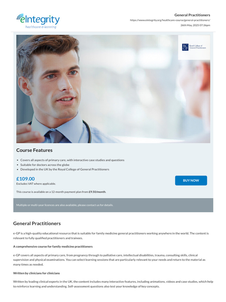 e-GP Course for General Practitioners | PDF | General Practitioner ...