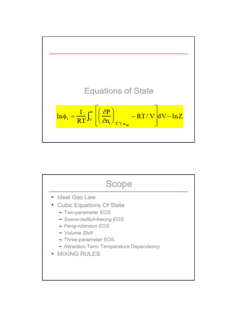 Van der Waals Equation of State Overview | PDF | Gases | Transparent ...
