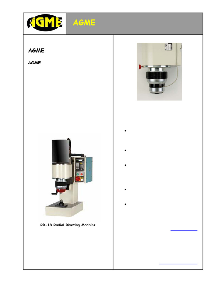 AGME Radial Riveting Machine Controls | PDF | Manufactured Goods ...