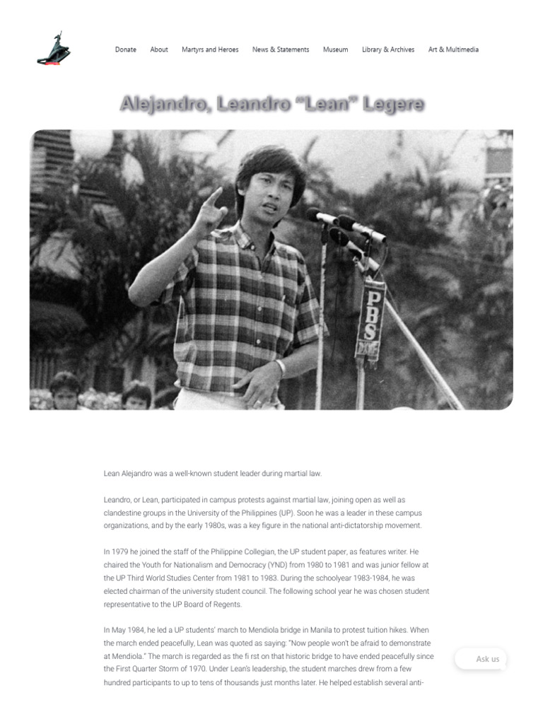 Lean Alejandro: A Legacy of Activism | PDF | Philippines