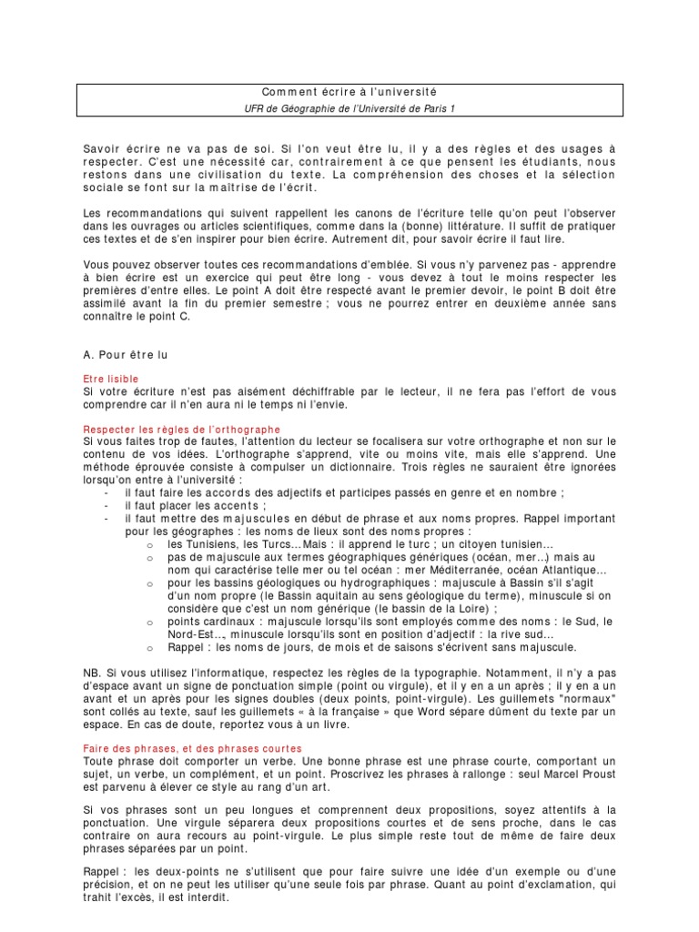 Ecrire A L Universite Lecture Processus Ponctuation