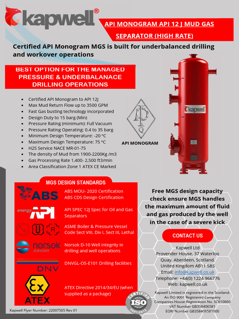 API 12J Mud Gas Separator Overview | PDF | Gases