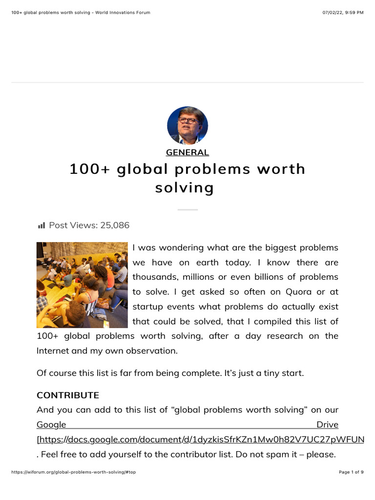 100+ Global Problems to Solve | PDF | Internet Of Things