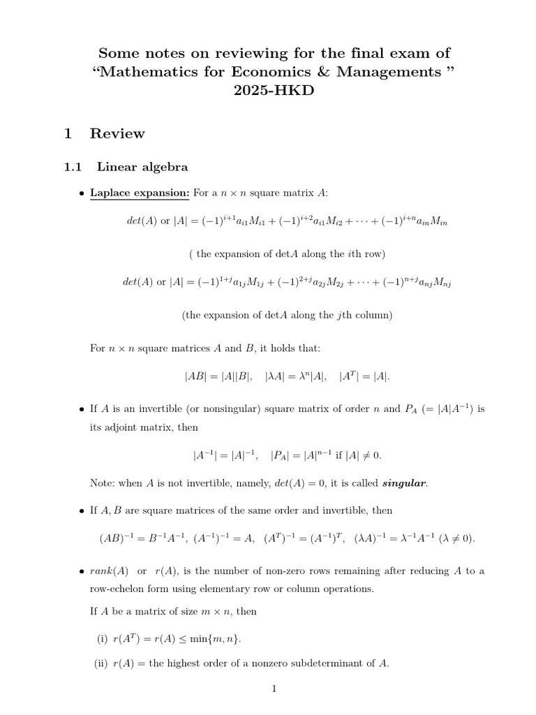 Review and A Sample Solution For Assignment | PDF | Matrix (Mathematics ...