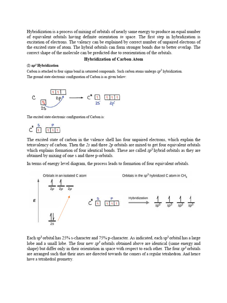 Carbon Hybridization Explained | PDF | Atomic Orbital | Atoms