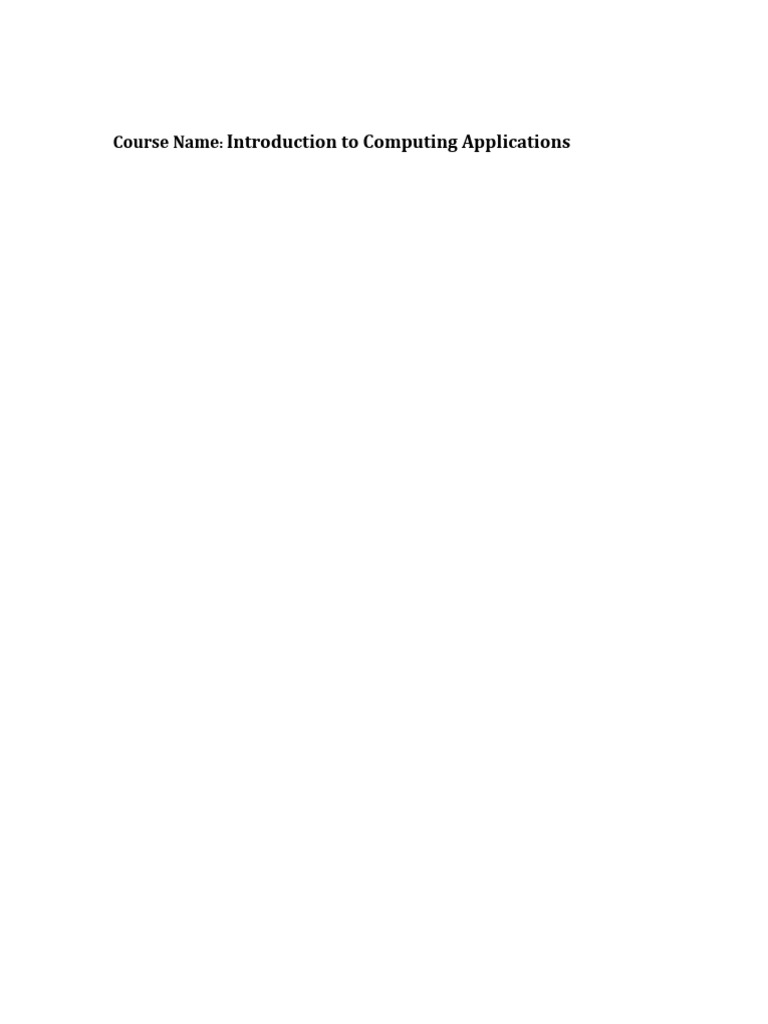 Introduction to Computing Applications Course | PDF | Computing ...