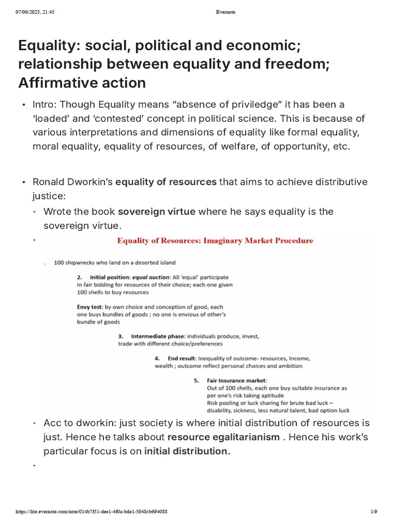 Exploring Equality and Freedom Concepts | PDF | Equal Opportunity ...