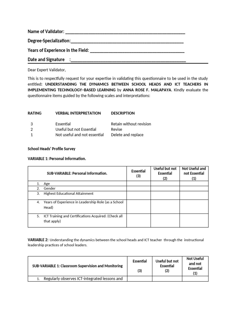 Validation of The Instrument Template UCLSGPS | PDF | Educational ...