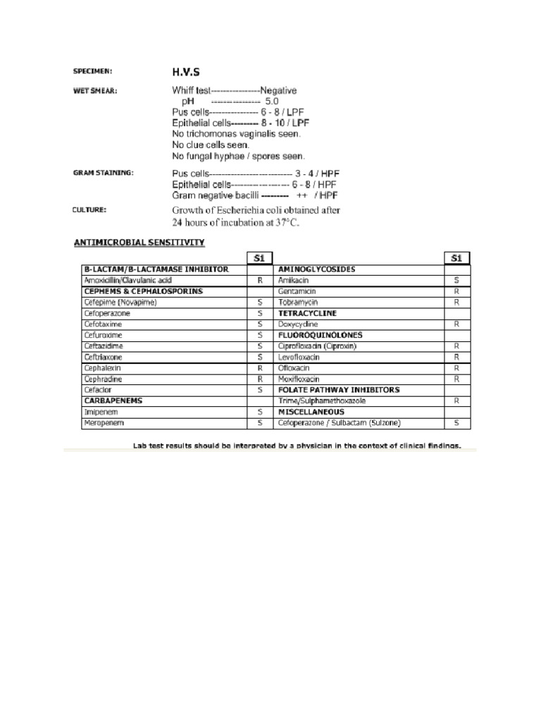Culture Sensitivity Reports CLL | PDF