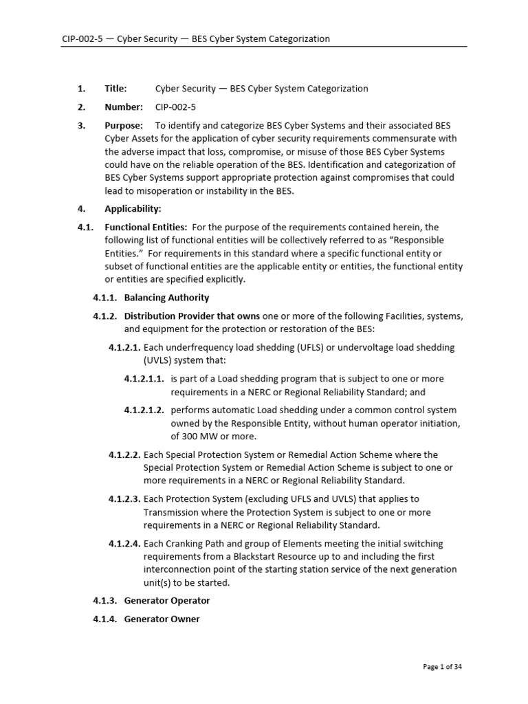 BES Cyber System Categorization Guide | PDF | Electric Power ...