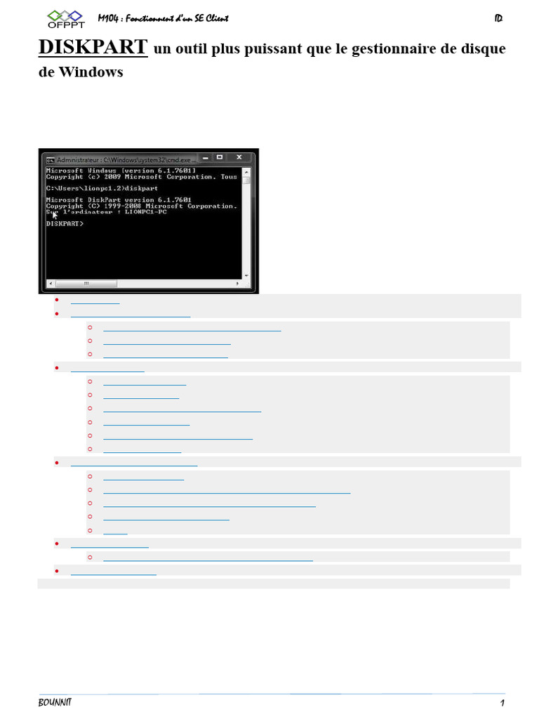 Guide d'utilisation de DiskPart Windows | PDF | Plate-forme ...