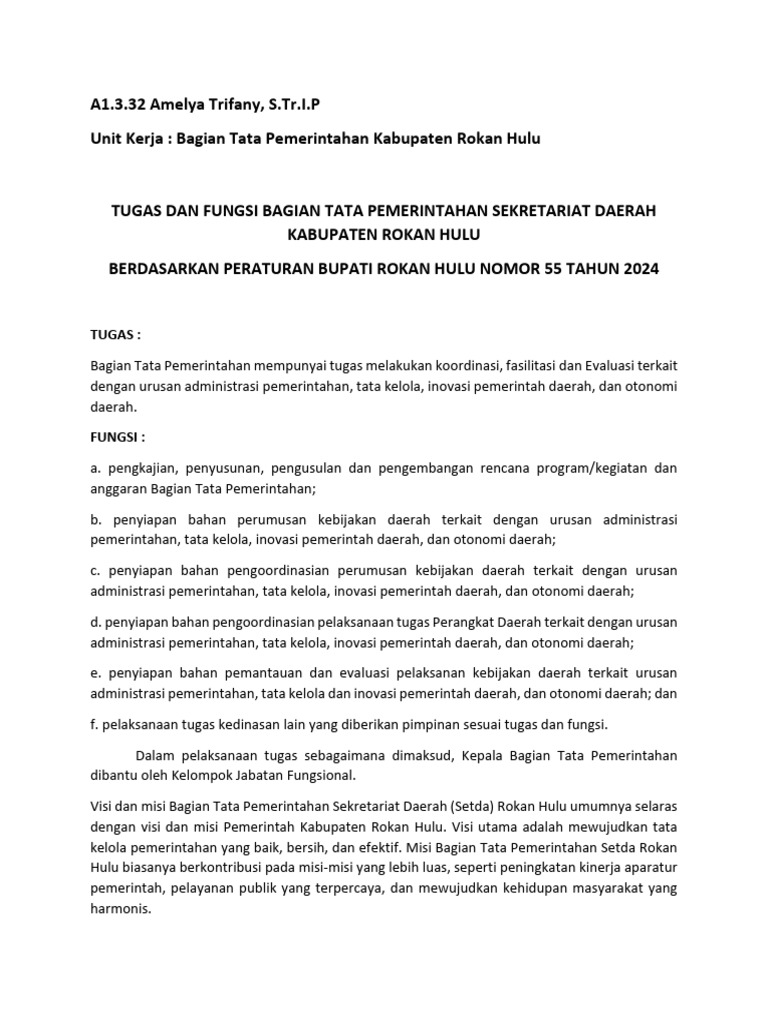 Tugas dan Fungsi Bagian Tapem Setda | PDF