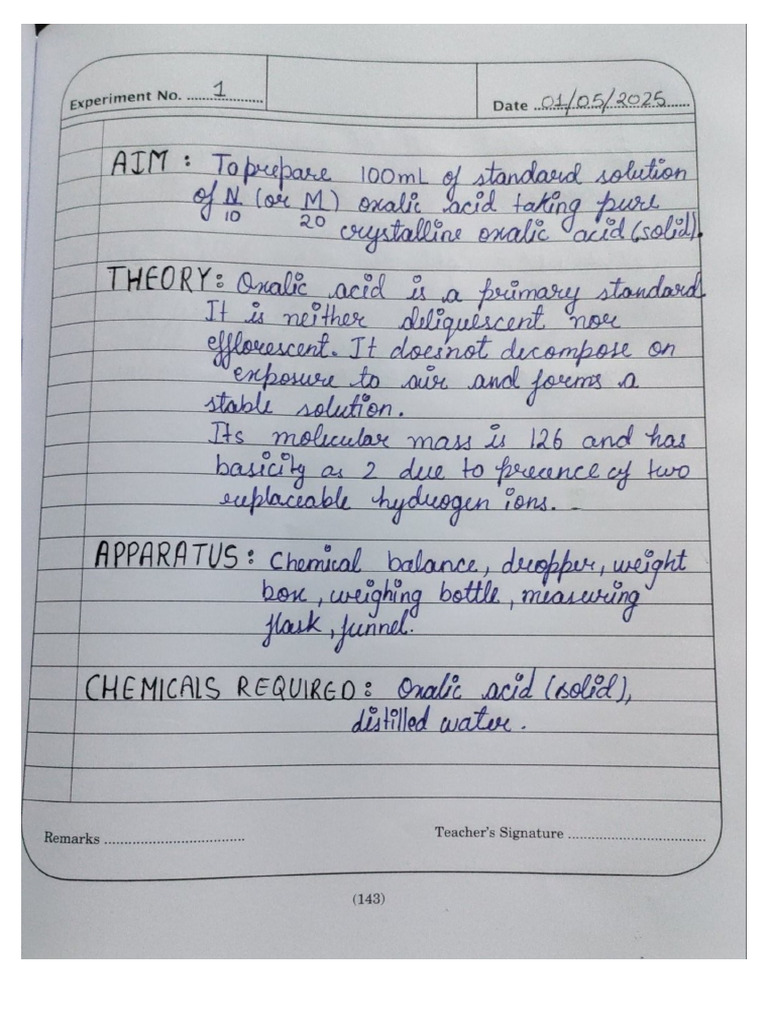 Chemistry Practical | PDF