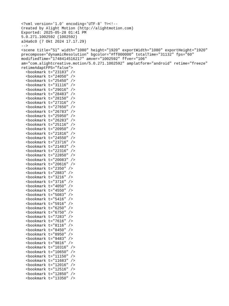 Alight Motion Scene XML Export | PDF