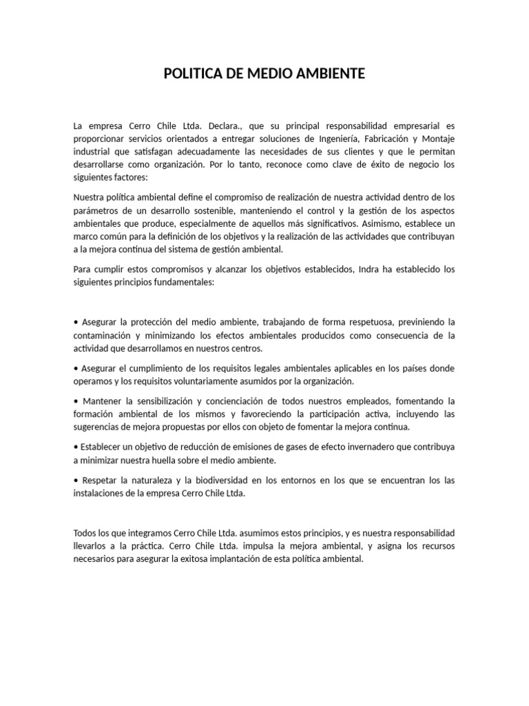 Politica de Medio Ambiente | PDF