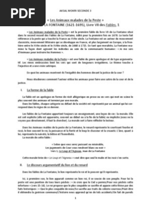 Les Animaux Malades De La Peste Fable Sciences
