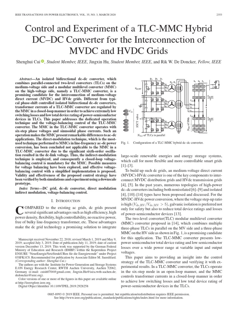 Control and Experiment of A TLC-MMC Hybrid DCDC Converter For The ...