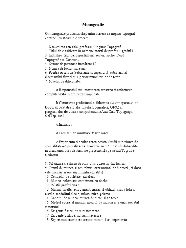 O Monografie Profesionala Trebuie Sa Fie Un Instrument De Lucru