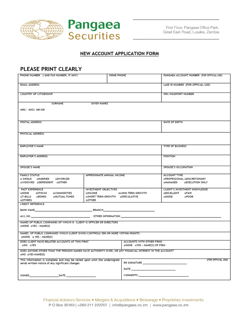 New Account Application Form Individuals | PDF | Economies