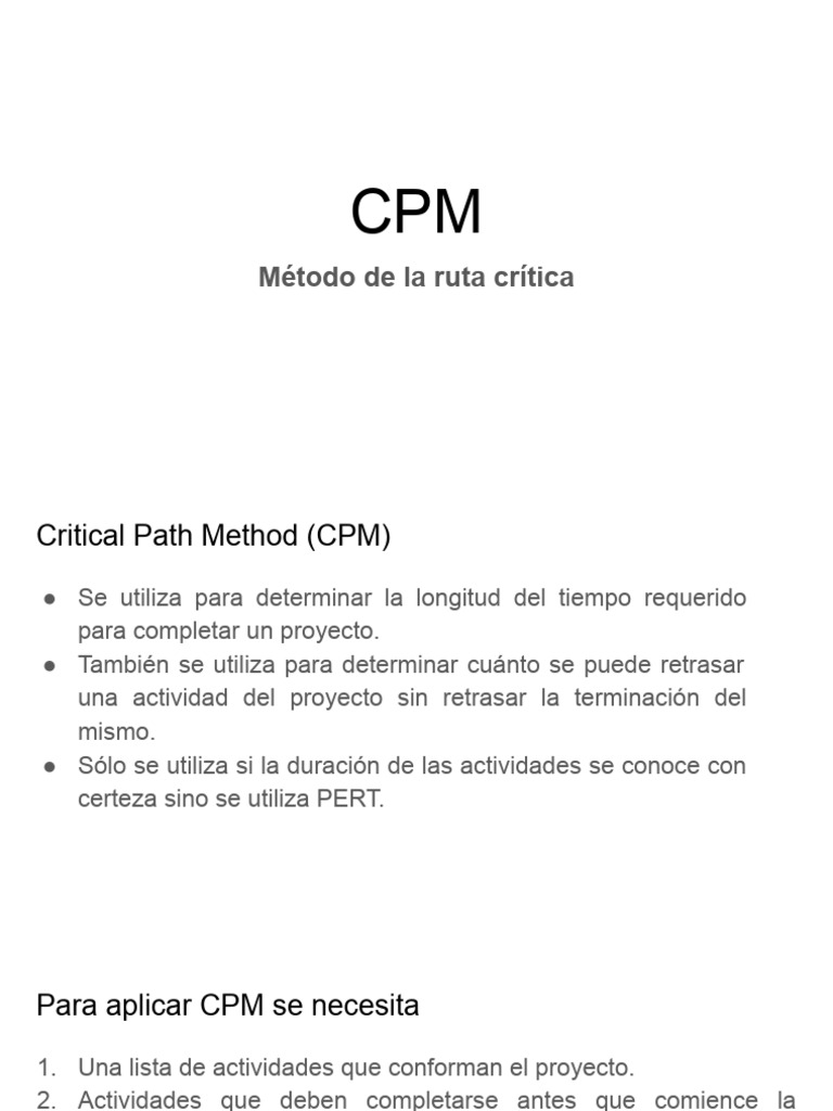 Ejemplos de Ruta Crítica en CPM | PDF | Proyectos | La investigación de ...