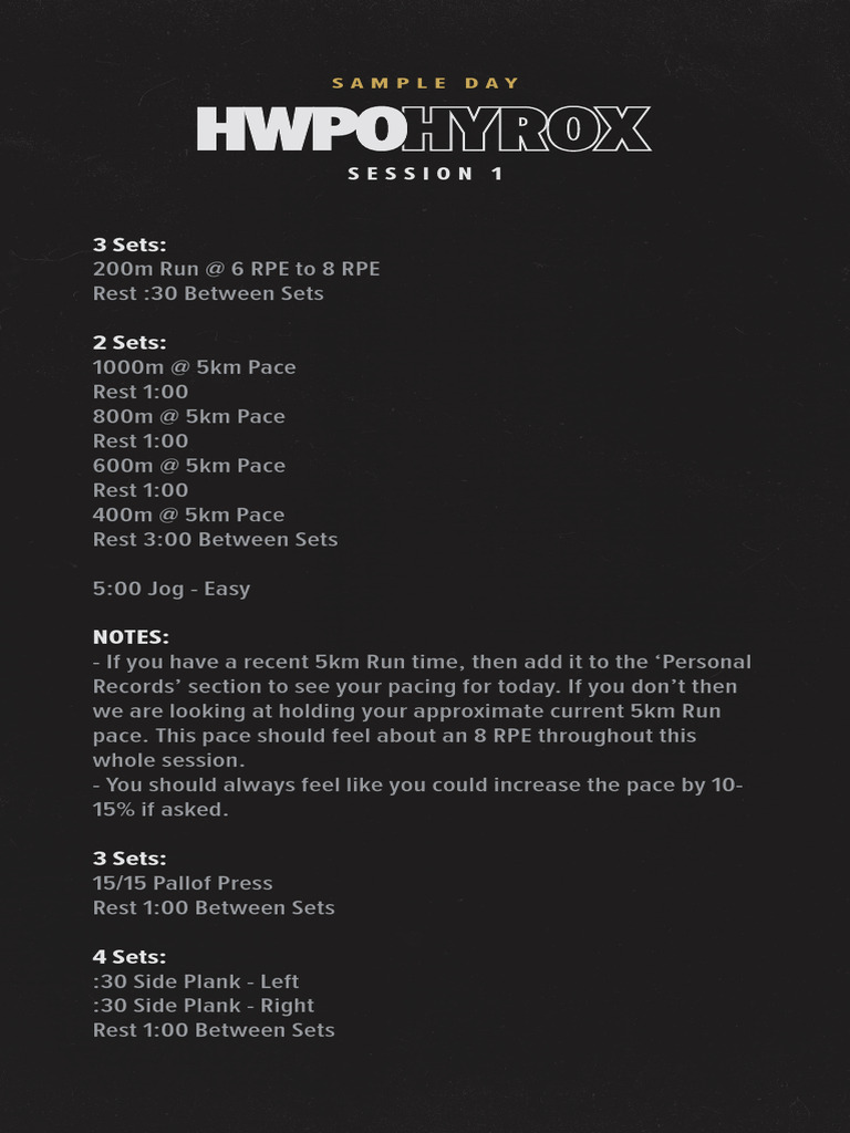 HWPO Sample Workout Session 1 | PDF