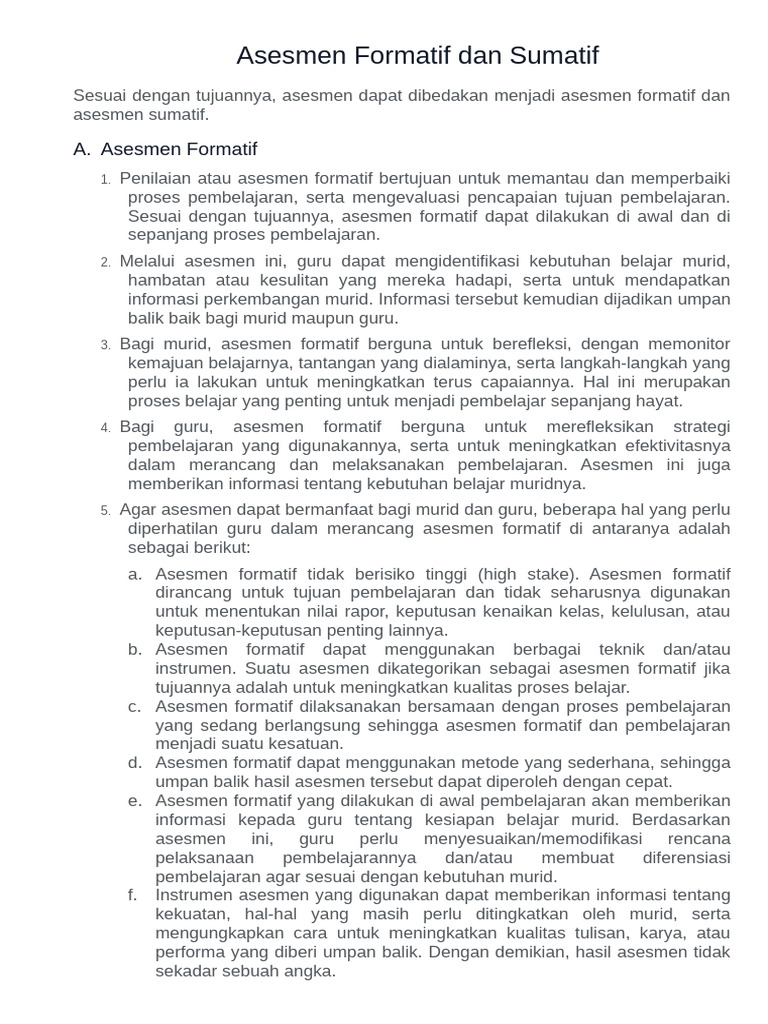 Asesmen Formatif dan Sumatif Pendidikan | PDF